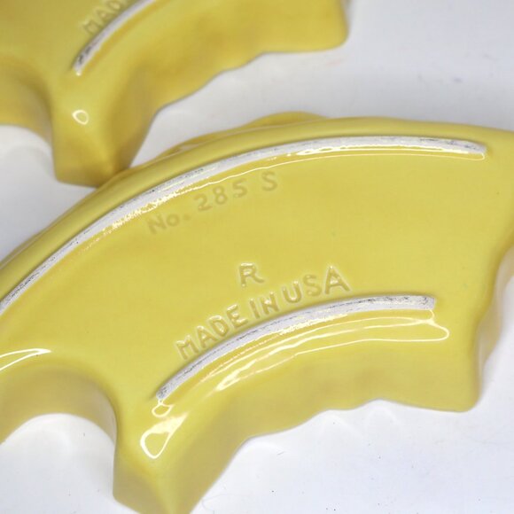 Vintage California Pottery Ceramic Lazy Susan Leaf Serving Tray Appy Dish Yellow - Picture 12 of 15